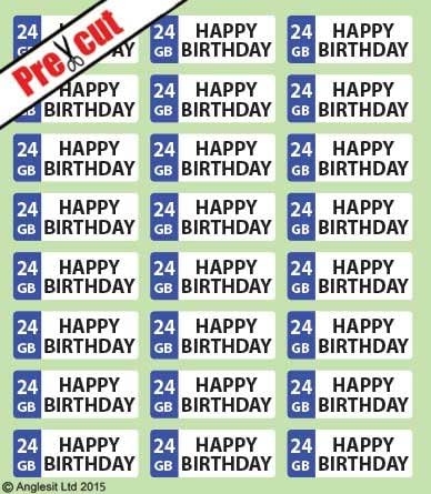 *PRE-CUT HAPPY 24TH BIRTHDAY NUMBER PLATE EDIBLE RICE / WAFER PAPER CUP CAKE TOPPERS PARTY DECORATION