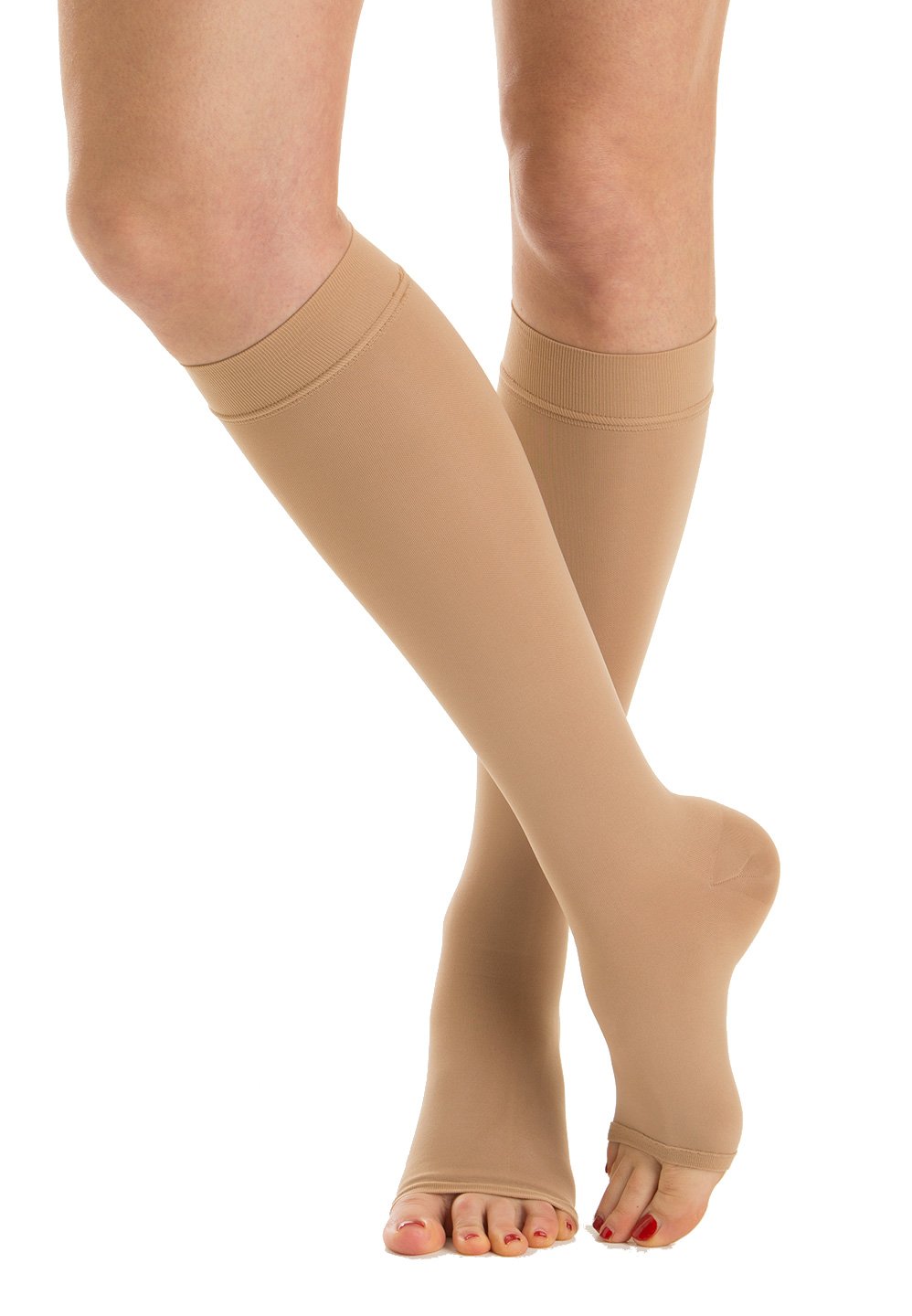 Relaxsan M1050A (Beige 1-S) Cotton open-toe medical compression knee high socks - Class 1 (15-21 mmHg)