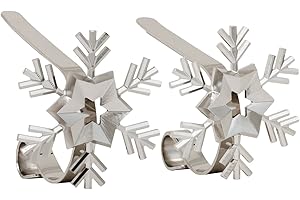 Haute Decor MantleClip Stocking Holders with Removable ZINC Alloy Holiday Icons (2-Pack Snowflake, Silver) - Christmas Stocking Hanger Hook Set - Holds Stocking Safely on Mantels up to 3 Inches Thick