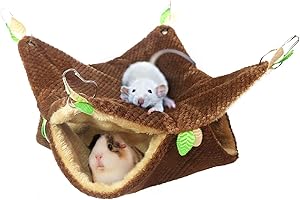 CASEETO LEFTSTARER Ferret Rat Hammock Bed Guinea Pig Tunnel Hideout Ferret Rat Cage Accessories Toy Hammock for Hamster Sugar Glider Chinchilla Rat Ferret Guinea Pig(3.Bunkbed Hammock)