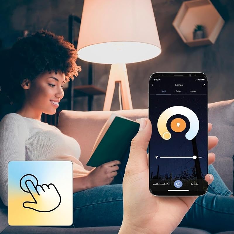 - Lampadina WiFi a LED, attacco E27, 9 W (equivalenti a 60 W), controllo Vocale/App