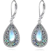URONE Filigree Earrings Sterling Silver Teardrop Abalone Shell Dangle Drop Earrings Filigree Jewelry Gifts for Women
