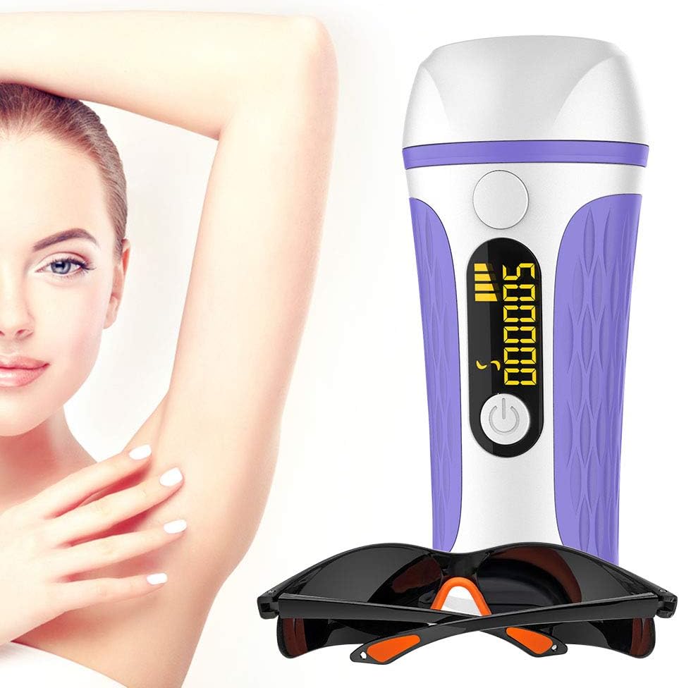 Body & Facial IPL Hair Removal for Women and Men permanent - IPL Hair Removal System 500,000 Flashes - Home Use, Face, Legs, Bikini & Underarm Hair Remover device (Purple)