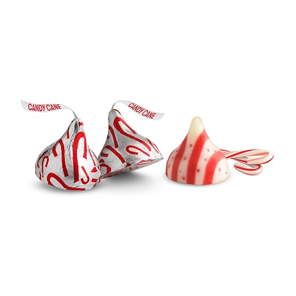 HERSHEY’S KISSES CANDY CANE FLAVORED, CHRISTMAS CANDY BULK BAG, 31.67 OZ