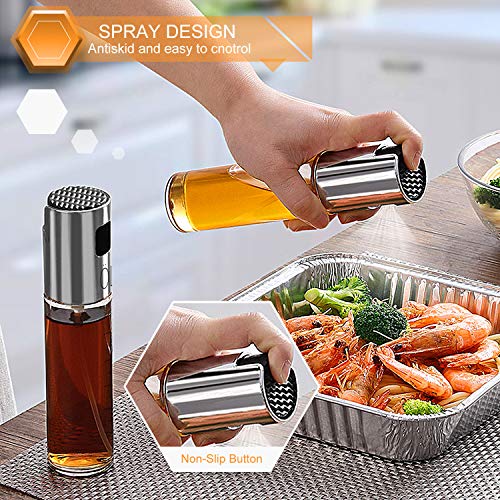 Norbase Olive Oil Sprayer Mister for Cook Refillable Oil and Vinegar Dispenser Glass Bottle with Measurements for BBQ Salad Baking Roasting Grilling Frying Oil Control Diet 100ml with Brush Funnel