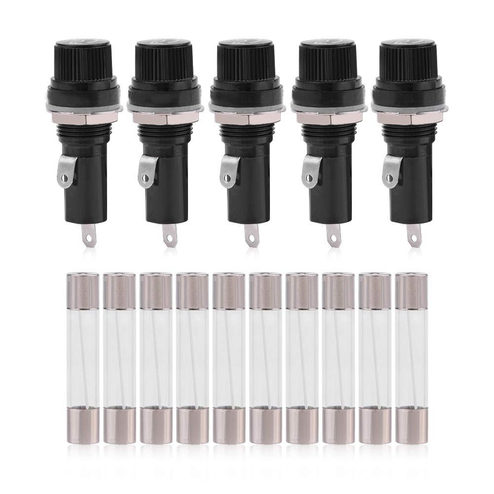 Holder Socket, Terminal Panel Mount Holder, Electrical Panel Mount Holder with Screw Cap and Solder-lug Terminals, Suitable for 6 X 30mm Type