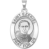 PicturesOnGold.com Saint Ezekiel Religious Oval Medal - 3/4 Inch Size of a Nickel - Sterling Silver