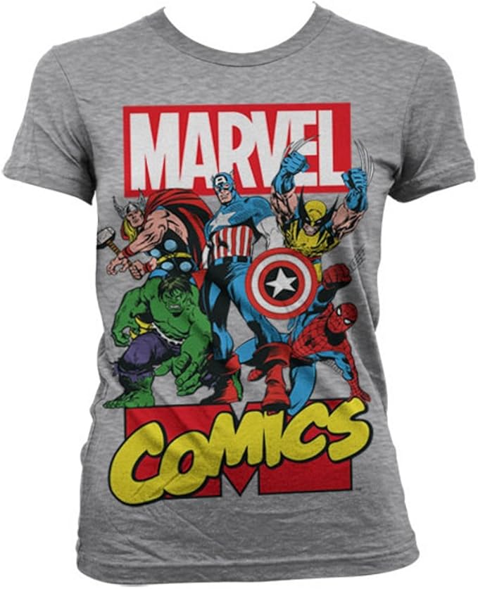 Marvel Comics The Avengers Damen TShirt Group (Grau) (SL) Amazon