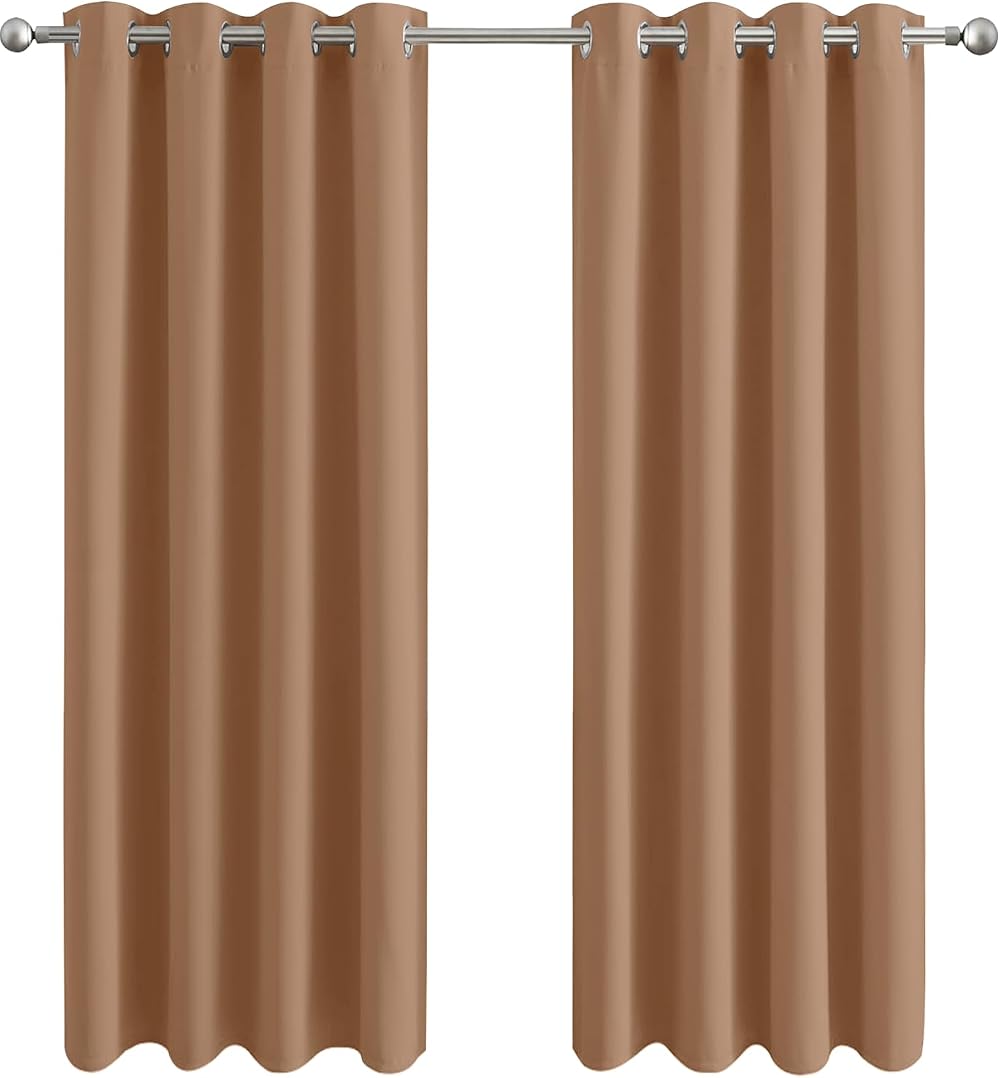 Aspire Homeware Blackout Curtains 66x72 Eyelet Thermal Beige Pair