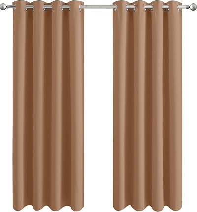 Aspire Homeware Blackout Curtains 66x72 Eyelet Thermal Beige Pair