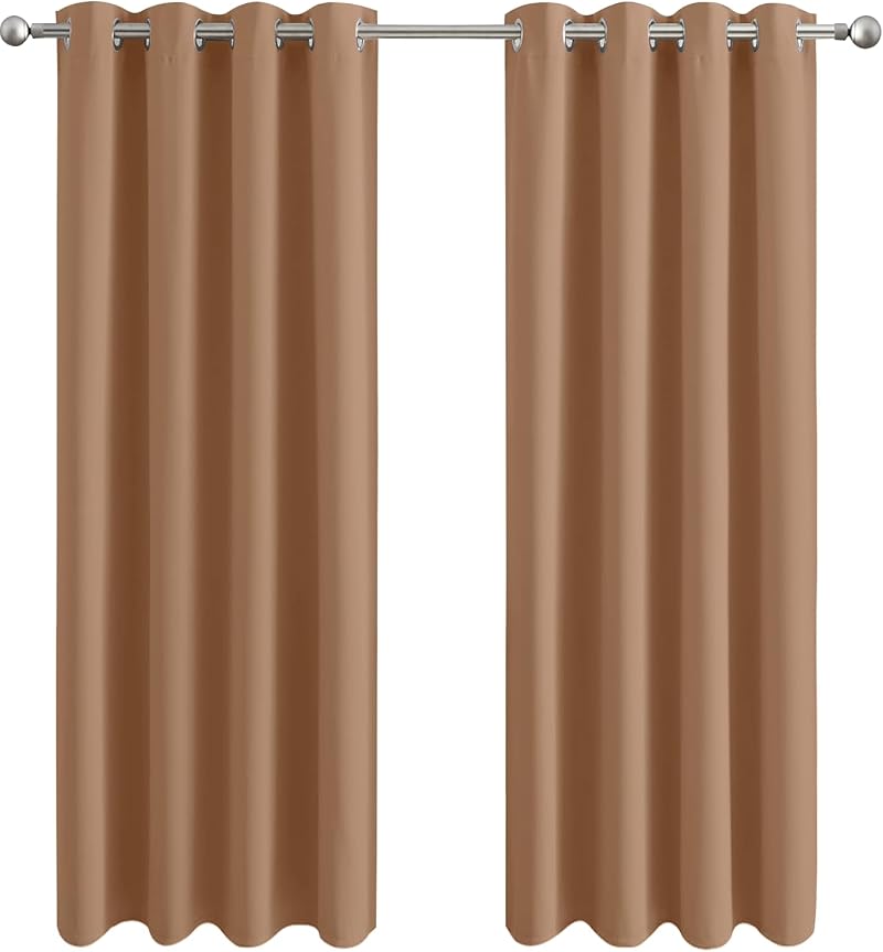 Aspire Homeware Blackout Curtains 66x72 Eyelet Thermal Beige Pair