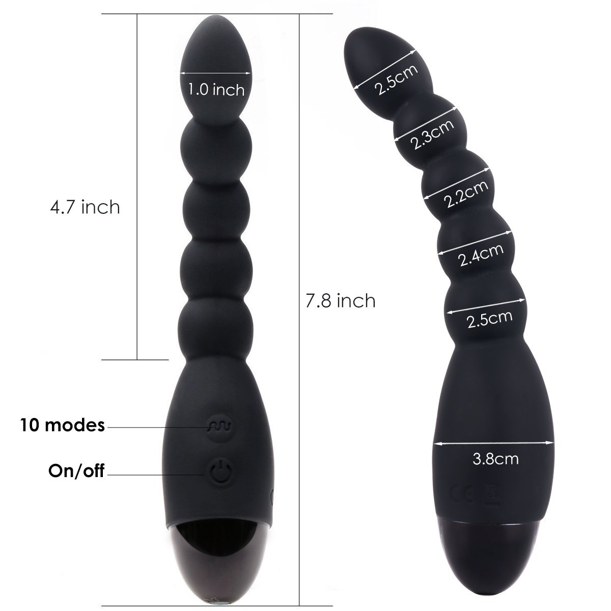 Zemalia Vibrating Anal Plug Beads 10 Speeds Prostate Massager Adult Anal Sex Toy G-Spot Vibrator Rechargeable Butt Plug Waterproof for Men Women and Couples
