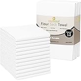 GOLD TEXTILES White Flour Sack Towels (12 Pack - 28x28) 100% Cotton Kitchen Towels – Multipurpose, Soft & Absorbent, Quick Dry with Easy Care