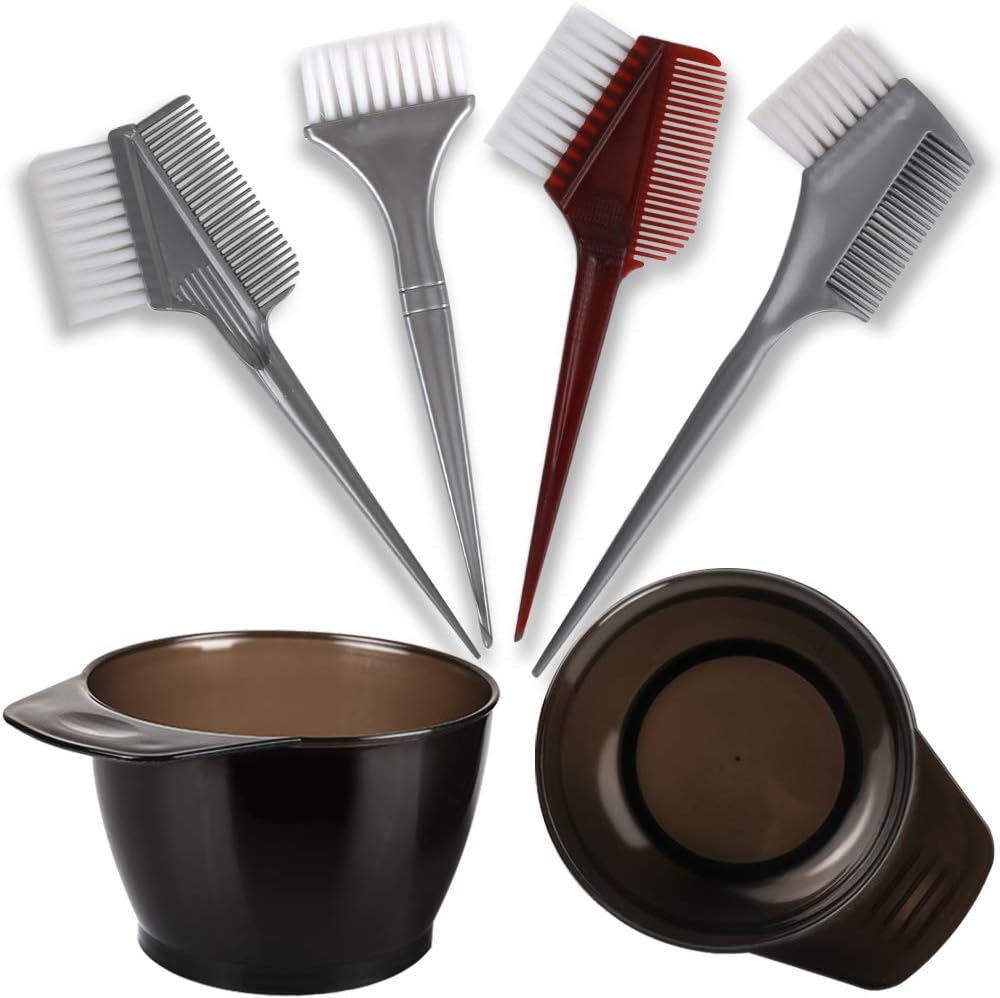 Hair Color Brush and Bowl Set, YGDZ Hair Dye Brush and Bowl Set, Professional Salon Hair Coloring Dyeing Kit, 4pcs Hair Tint Brushes & 2pcs Mixing Bowls: Kitchen & Dining