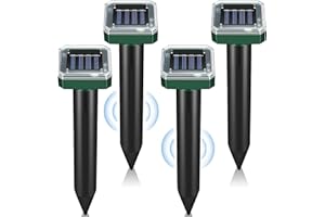 outtkitywi Mole Repellent Solar Powered 4 Pack Ultrasonic Sonic Repellent, Vole Snake Gopher Deterrent Spikes for Lawn Garden, Outdoor Yard Groundhog Chipmunk Repeller