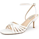 JOY IN LOVE Women's Kitten Low Strappy Heels Ankle Strap Heeled Sandals