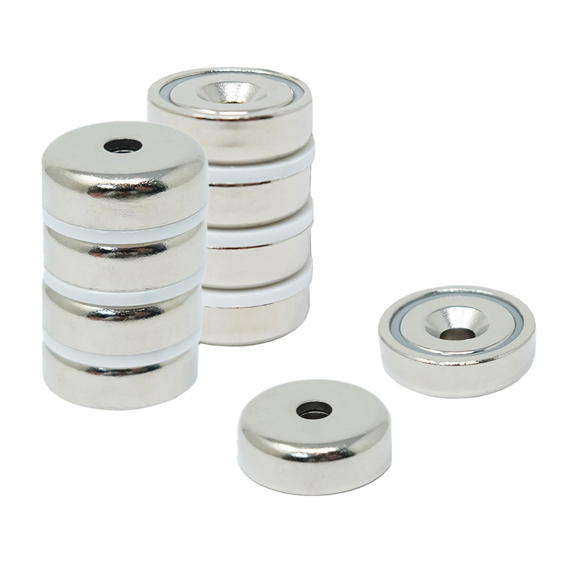 N42 Neodymium Pot Magnet for Arts, Crafts, Model Making, DIY, Hobbies, Office, and Home - 25mm dia x 8mm thick x 5mm c/sink - 26kg Pull