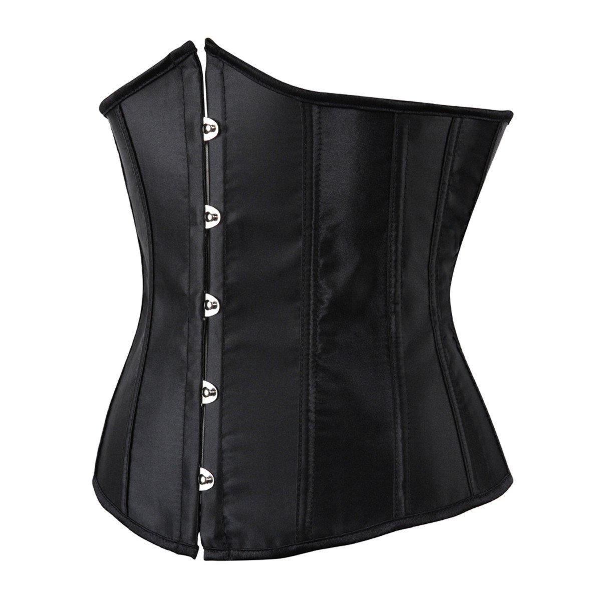 Black Satin Underbust Corset Waist Cincher lace up Boned Bodyshaper