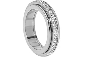 Pingyongchang Anxiety Rings Titanium Steel Spinner Fidget Band Rings for Women Ladies Cubic Zirconia Relieving Anxiety Wedding Promise Lucky Statement Rings Comfort Fit Size 6 to 10
