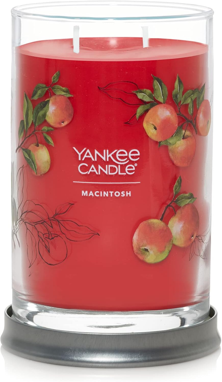 Candles & Holders - Yankee Candle Macintosh Scented, Signature 20oz Large Tumbler 2-Wick Candle, Over 60 Hours of Burn Time