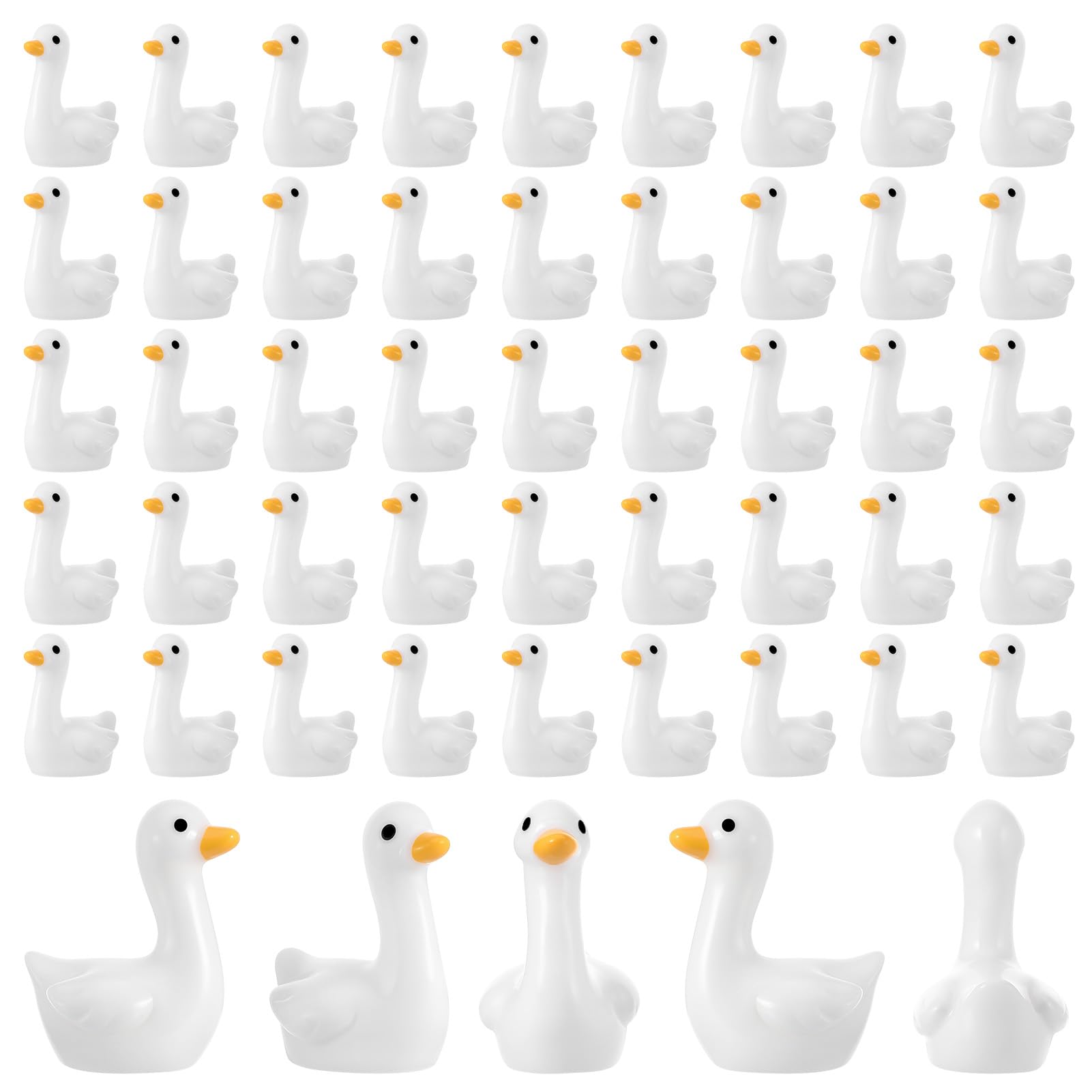 GSrenyu 50 Pcs Mini Goose Figurines, Mini Desk Goose Decor Resin Animals Tiny Resin Geese Statue Miniature Geese for Garden Aquarium Dollhouse Landscape Patio Lawn Potted Decor