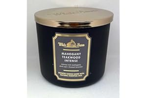 Bath & Body Works White Barn 3-Wick Candle in Mahogany Teakwood High Intensity, Scented