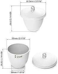 QWORK Lab Porcelain Crucible with Lid, 6 Pack, 50ml