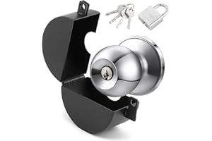Loyanger Door Knob Lockout Device with Padlock, Child Proof Door Knob Covers, Prevents Turning of Doorknob and Access to Keyhole, Doors Handle Locks, Covering Faucets/Valves(Color:B)