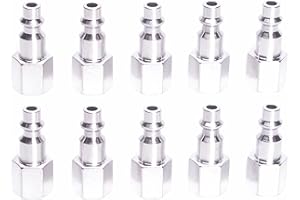 Canadian Tool and Supply (10-Pack) Chrome Plated Steel Air Tool Plugs/Quick Connects/M-Style, 1/4-Inch Female NPT Thread FNPT