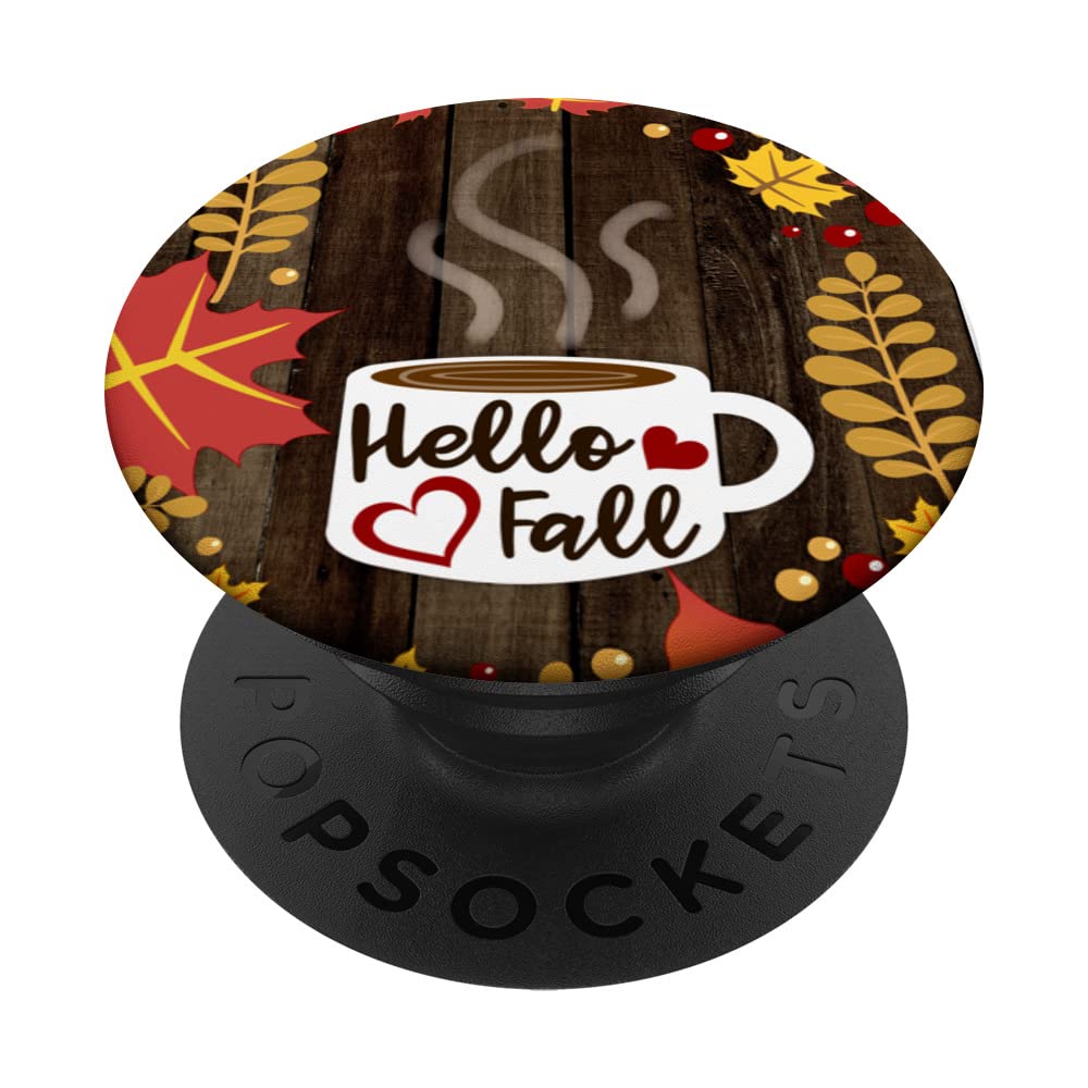 Hello Fall Coffee Mug Autumn Leaves Happy Fall Y'all PopSockets Swappable PopGrip
