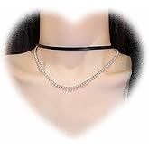 Crymystal Layered Black Velvet Necklace for Women Paved Crystal Clavicle Chain Necklace Punk Suede Necklace Rhinestone Leather Choker Necklace Jewelry for Teen Girls Cosplay Party Gifts