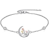 JBAERD Tulip Bracelets Sterling Silver Plumeria Bracelets for Women