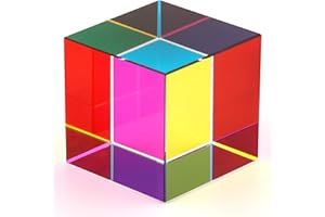 ZhuoChiMall CMY Color Cube 2 inch (50 mm) Crystal Glass Cube Prism, Multi-Color CMYcube Toys and Desktop Decoration