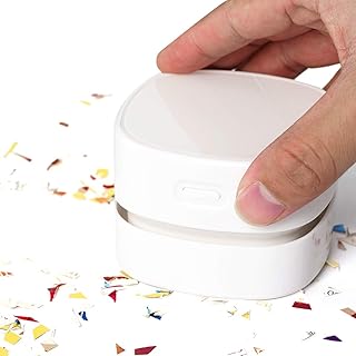 Surplex Mini Tischsauger, Hohe Saugleistung Staub Reiniger, Tischstaubsauger für Reinigung Krümel, Abschraubbarer Auffangbehälter, Mit Ladekabel Bürsten, für Desktop, Haushalt, Büro und Auto