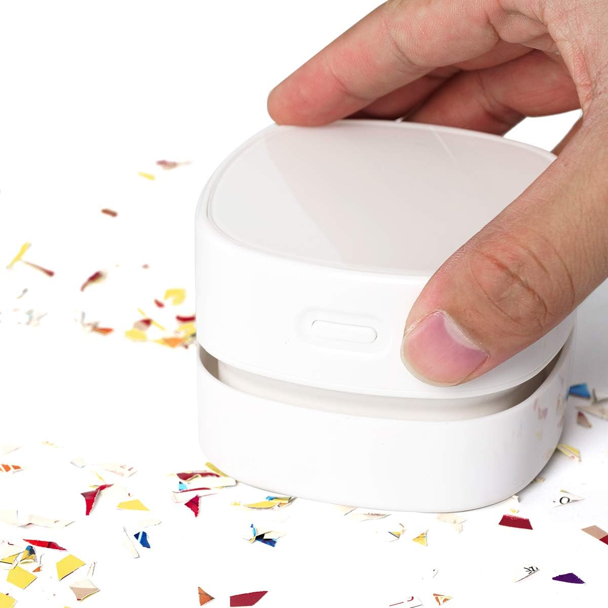 Surplex Mini Tischsauger, Hohe Saugleistung Staub Reiniger, Tischstaubsauger für Reinigung Krümel, Abschraubbarer Auffangbehälter, Mit Ladekabel Bürsten, für Desktop, Haushalt, Büro und Auto