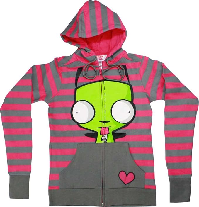 Invader Zim Gir Somebody Needs a Hug Women's Zip Up Hoodie, Medium