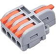 XALXMAW 10Pcs Lever Wire Connectors, 1 in 4 Out DIY Mini Quick Terminal Block Compact Splice Electrical Connectors, 24-12 AWG