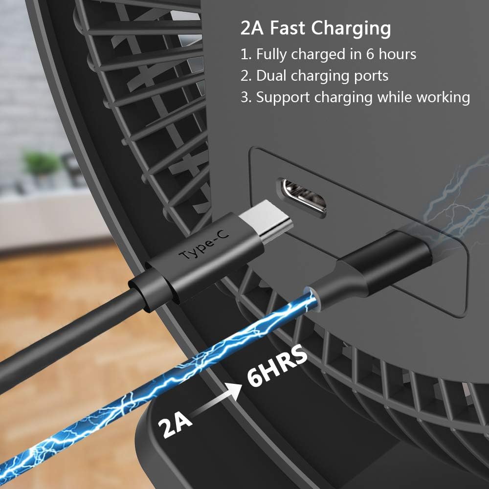 OPOLAR 10000mAh 8-Inch Rechargeable Battery Operated Clip on Fan, 4 Speeds Fast Air Circulating USB Fan, Sturdy Clamp Portable for Outdoor Camping Tent Beach or Treadmill Car Personal Desk: Home & Kitchen