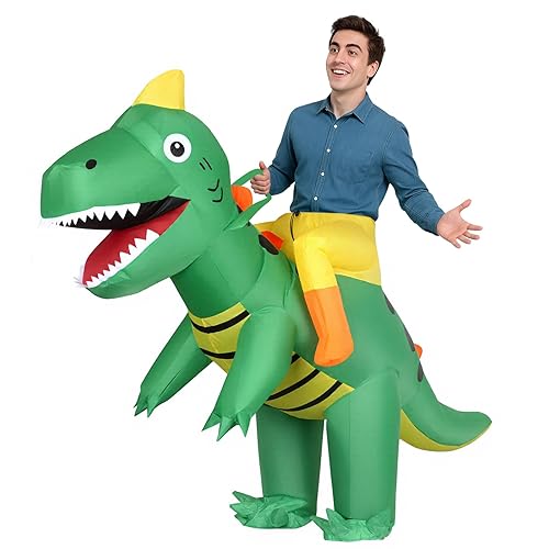 Inflatable Dinosaur Costume for Adult, Dinosaur Inflatable Costume, T-Rex Blow up Fancy Dress, Blow up Ride-on Dinosaur Halloween Costumes for Halloween Party (Adults)