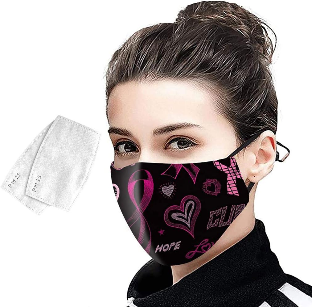 【Shiping from US!!!】 Breast Cancer Awareness Face_Mask, Hope Love Pink Ribbon Face