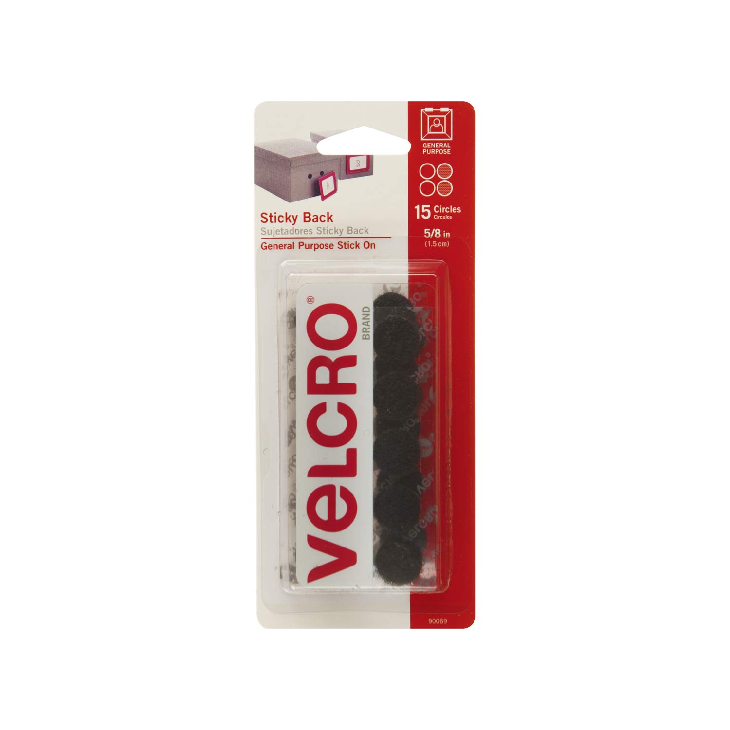 Velcro(r) Brand Fasteners, Coins Sticky Back Carded for Pens & Desk Supplies, Size is 58inch