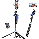 UBeesize 70'' Auto Face Tracking Tripod 360° Rotation with Stand, Phone Tripod with Fill Light, Selfie Stick & Phone Stand fo