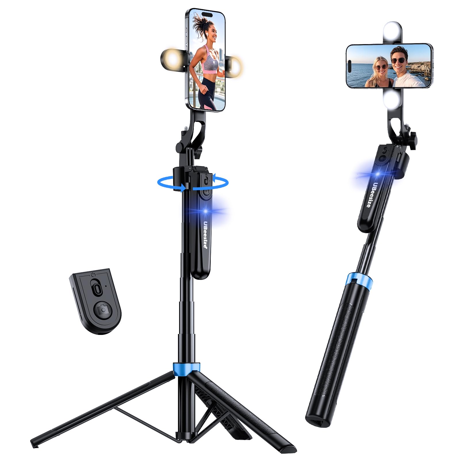 Photo 1 of UBeesize 70'' Auto Face Tracking Tripod 360° Rotation with Stand, Phone Tripod with Fill Light, Selfie Stick & Phone Stand for Recording, Vlog/Live Stream/Video/TikTok, Compatible with iPhone/Android