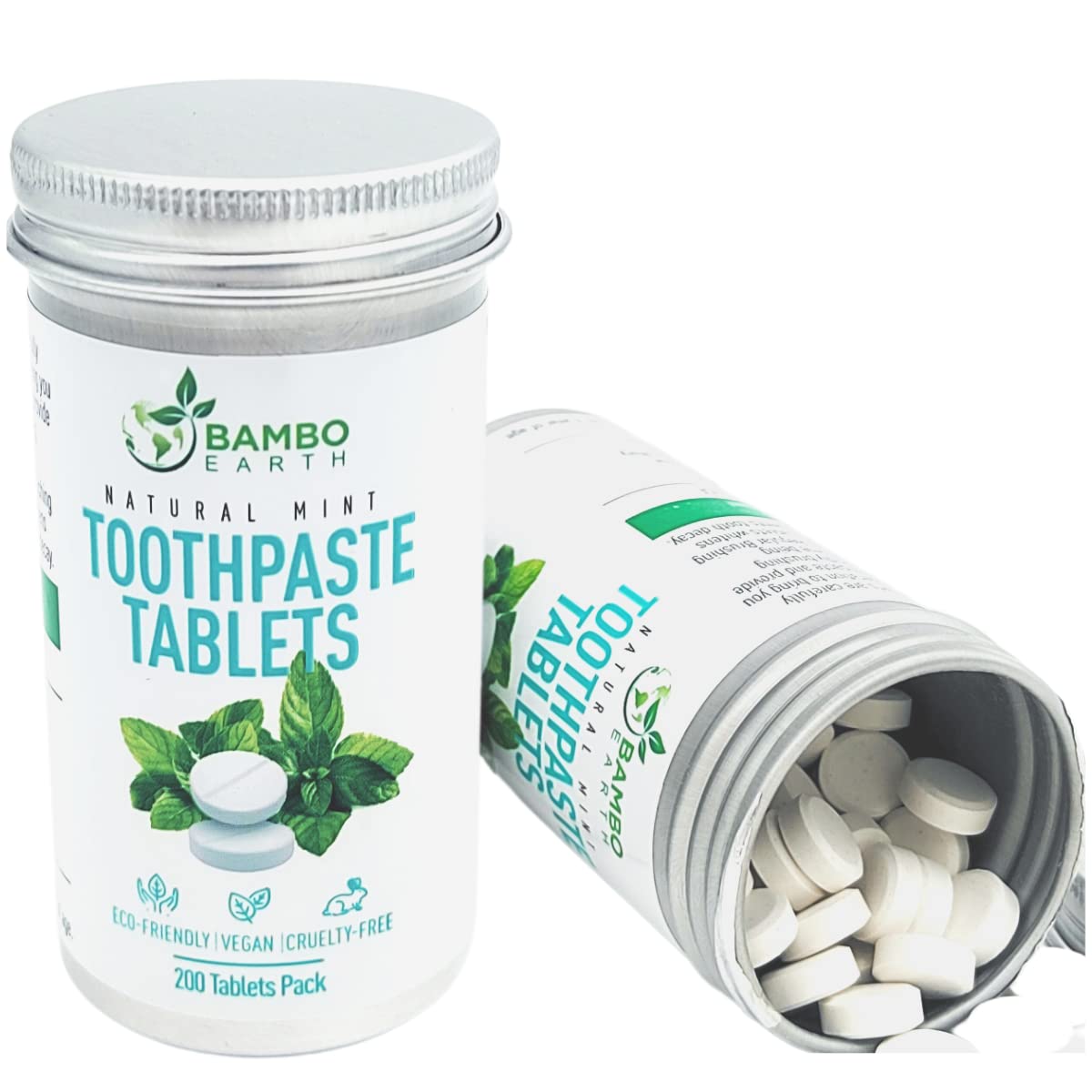 Photo 1 of 200 Pack Natural Toothpaste Tablet Bits - Chewable Mouthwash Whitening Bite Tablets for Teeth SLS & Fluoride Free Eco & Travel Friendly - Zero Waste Packaging - Mint & Activated Charcoal (Peppermint)