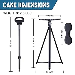 DINVES Adjustable Cane Chair, Cane Seat Folding