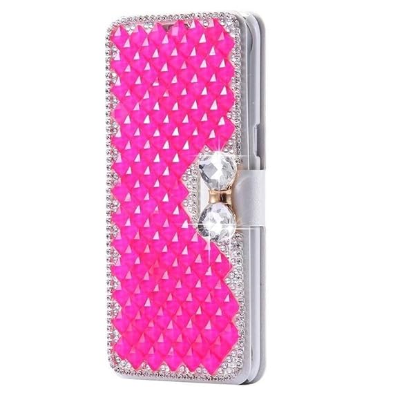 Urhause Retro Schön Glänzend Glitzer PU Leder Hülle Brieftasche Strass Schutzhülle Lederhülle Handyhülle Tasche Standfunktion