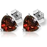 Galaxy Gold GG 14k White Gold Garnet Heart Stud Earrings