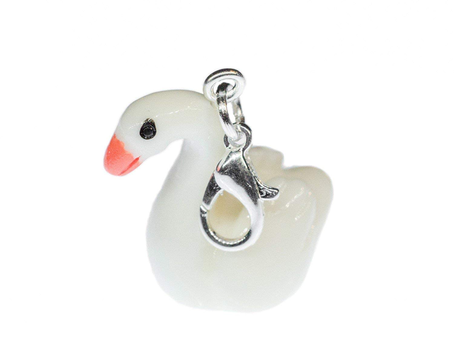 Miniblings Swan Charm Pendant Zipper Pull Duck Goose Bird Animal White