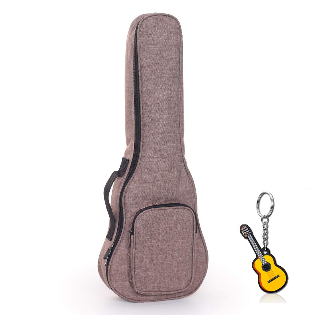 Longteam Linen Simple Ukulele Case 10mm Sponge Portable Waterproof Ukuleles bag Cover Uke gig bag with Accessory Storage Pocket (21 In Soprano, Brown)