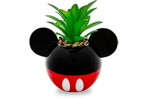Silver Buffalo Disney Mickey Mouse 3-Inch Ceramic Mini Planter with Artificial Succulent | Small Flower Pot, Faux Indoor Plants for Desk Shelf, Home Decor Trinket Tray and Collectibles